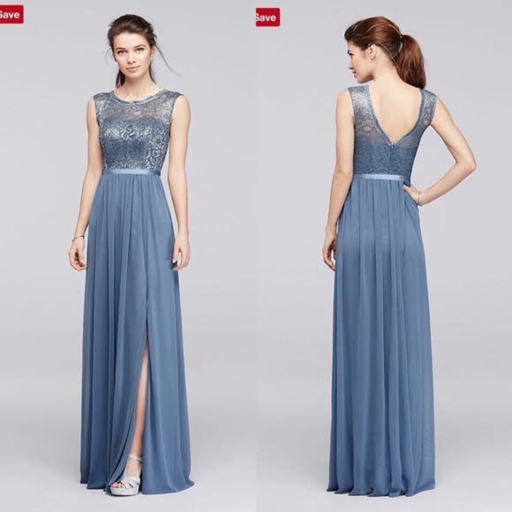 Bridesmaid Dress Ribbon Waist DAVID'S BRIDAL Blue
